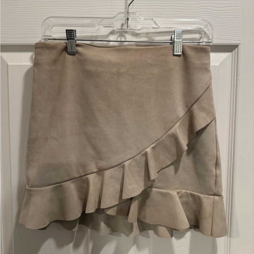 Suede Ruffled Mini Skirt